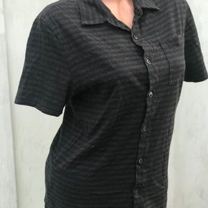 Calvin Klein gray stripe cotton button down shirt top men’s teen classy club Y2k